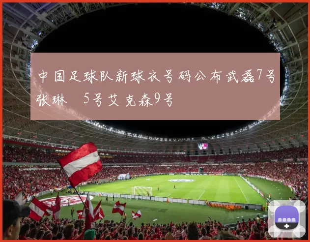 中国足球队新球衣号码公布武磊7号张琳芃5号艾克森9号